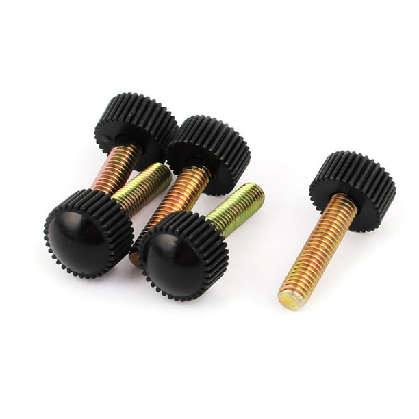 M6 x 25mm Round Head Screw On Straight Knurled Clamping Knob Grip 5pcs M6 x 25mm Round Head Screw On Straight Knurled Clamping Knob Grip 5pcs